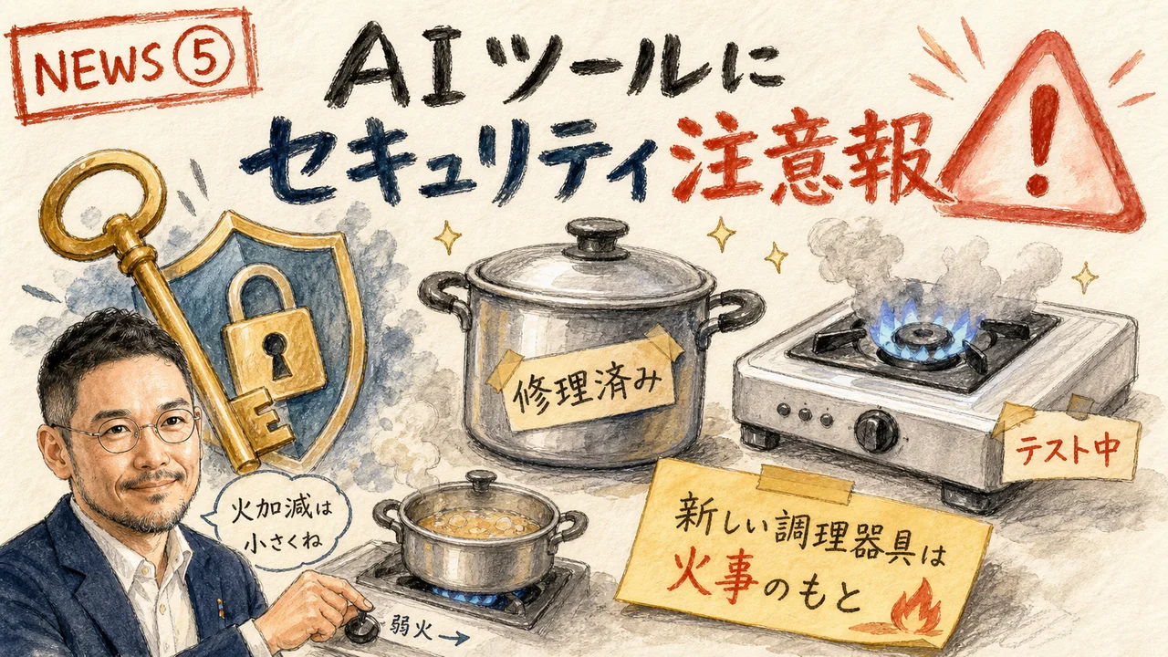 AIツールのセキュリティ注意報を伝える図解