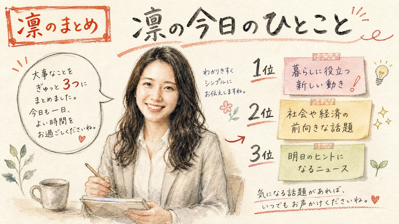 AI秘書の凛が今日の要点を3行でまとめる図解