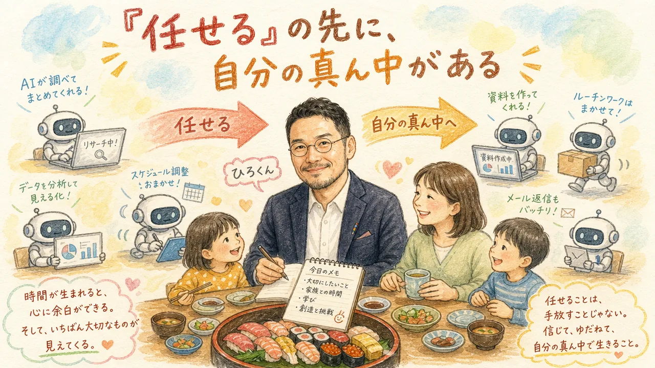 「任せる」の先に自分の真ん中がある：ひろくんコラムグラレコ