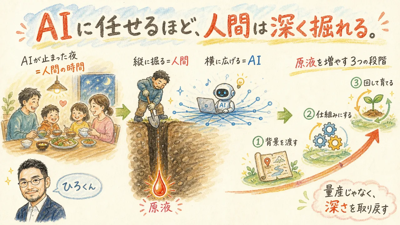 AIに任せるほど人間は深く掘れる：全体像グラレコ