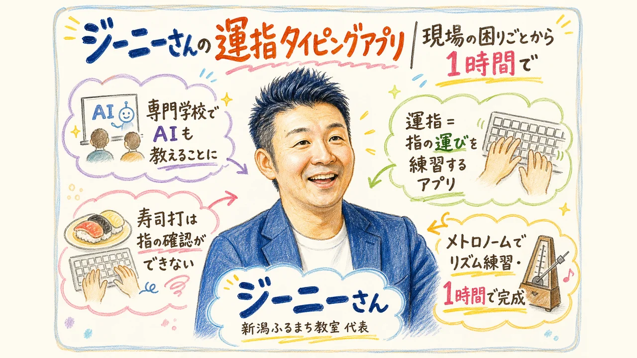 ジーニーさんの運指タイピングアプリ｜現場の困りごとから1時間で