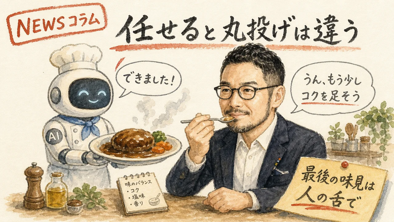 AIに任せても最後の味見は人がするというひろくんコラムのグラフィックレコーディング図解