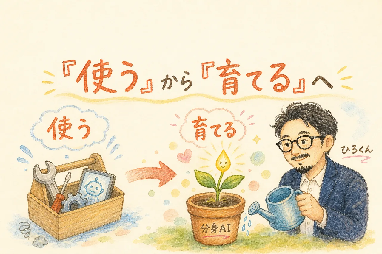 ひろくんが分身AIを育てるコラムのグラレコ