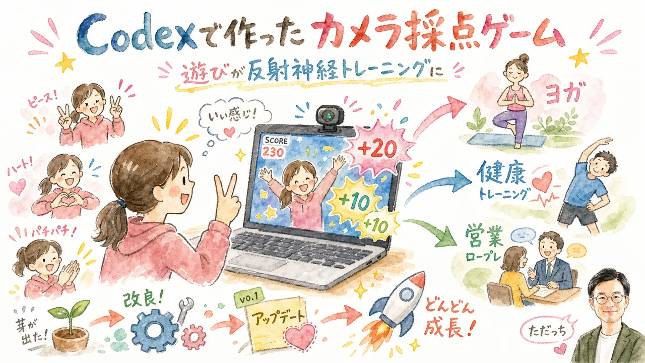 Codexで作るカメラ採点ゲームの図解