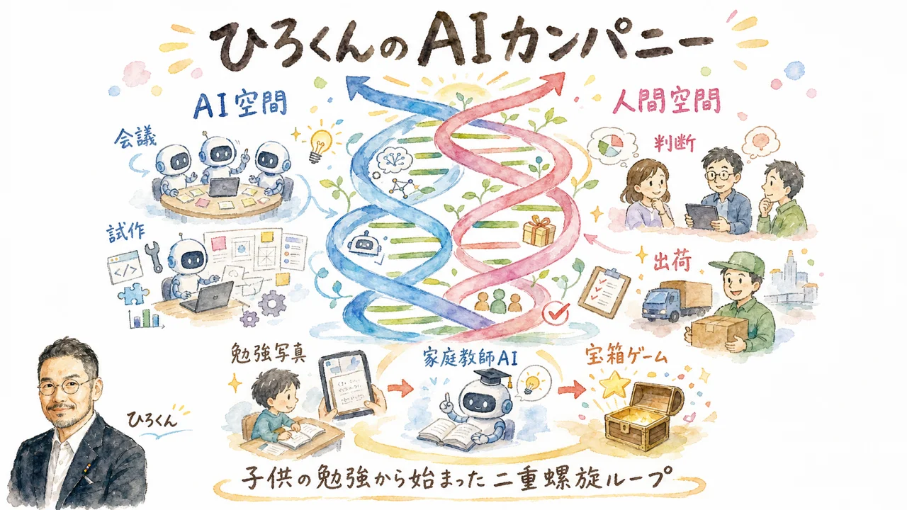AIカンパニー二重螺旋ループの図解
