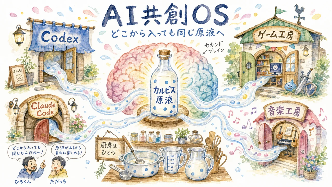 AI共創OSとカルピス原液の図解
