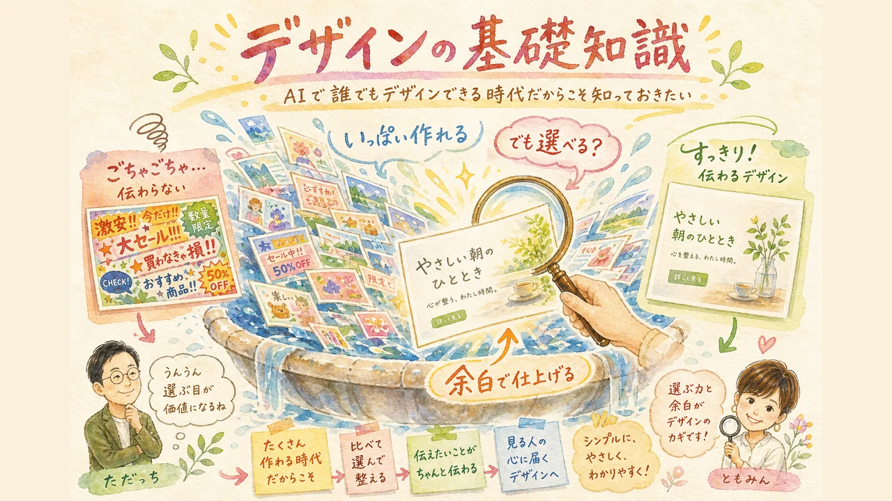 AI時代のデザイン基礎 選ぶ目と余白の朝LIVE図