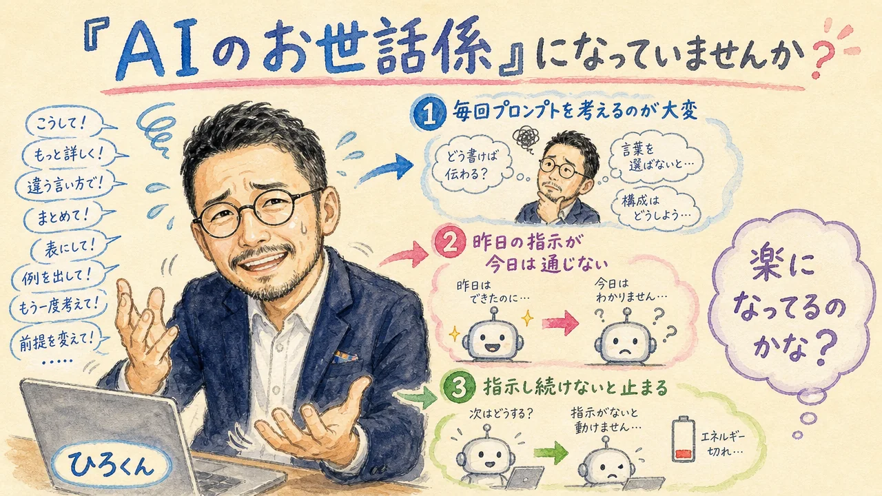 AIのお世話係になっていませんか——指示出し疲れの図解