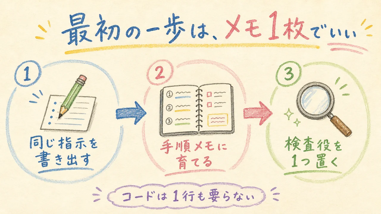 はじめてのループ3ステップ——メモ1枚から