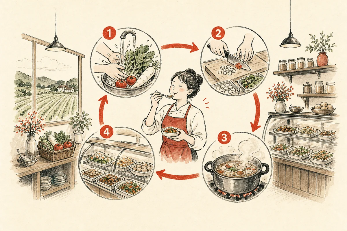 惣菜屋の朝の仕込みがループそのもの。エンジニアでない店主が回す図解