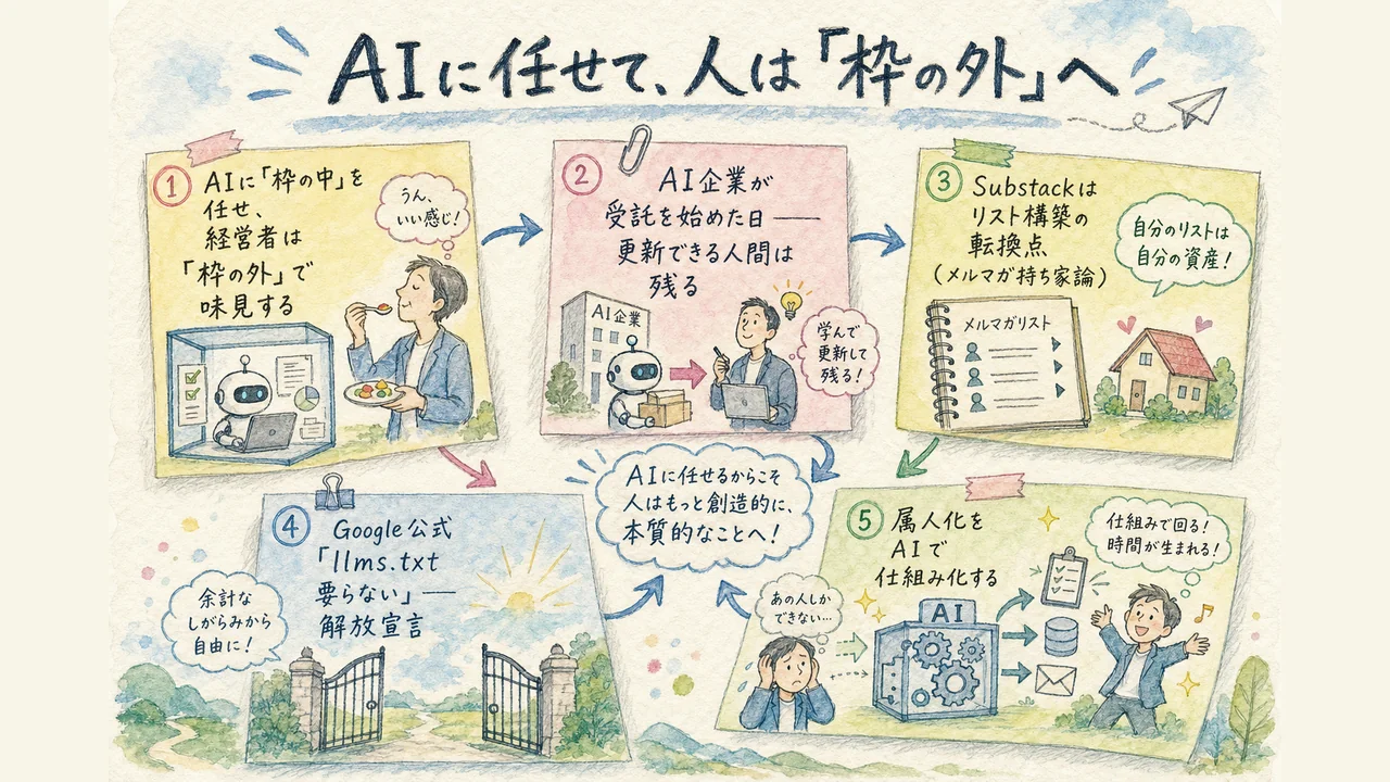 THEME 01 ／ 在り方・属人化・更新する人 × AI経営思想 グラレコ図解
