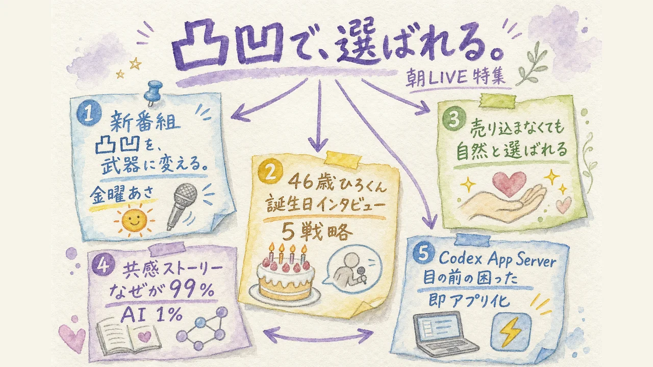 THEME 03 ／ 朝LIVE・対談ゲスト・実演デモ（全32本） グラレコ図解