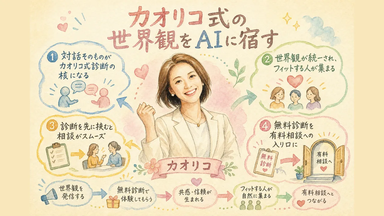 “カオリコ式”の世界観をAIに宿す — 診断が集客とフィットを生む
