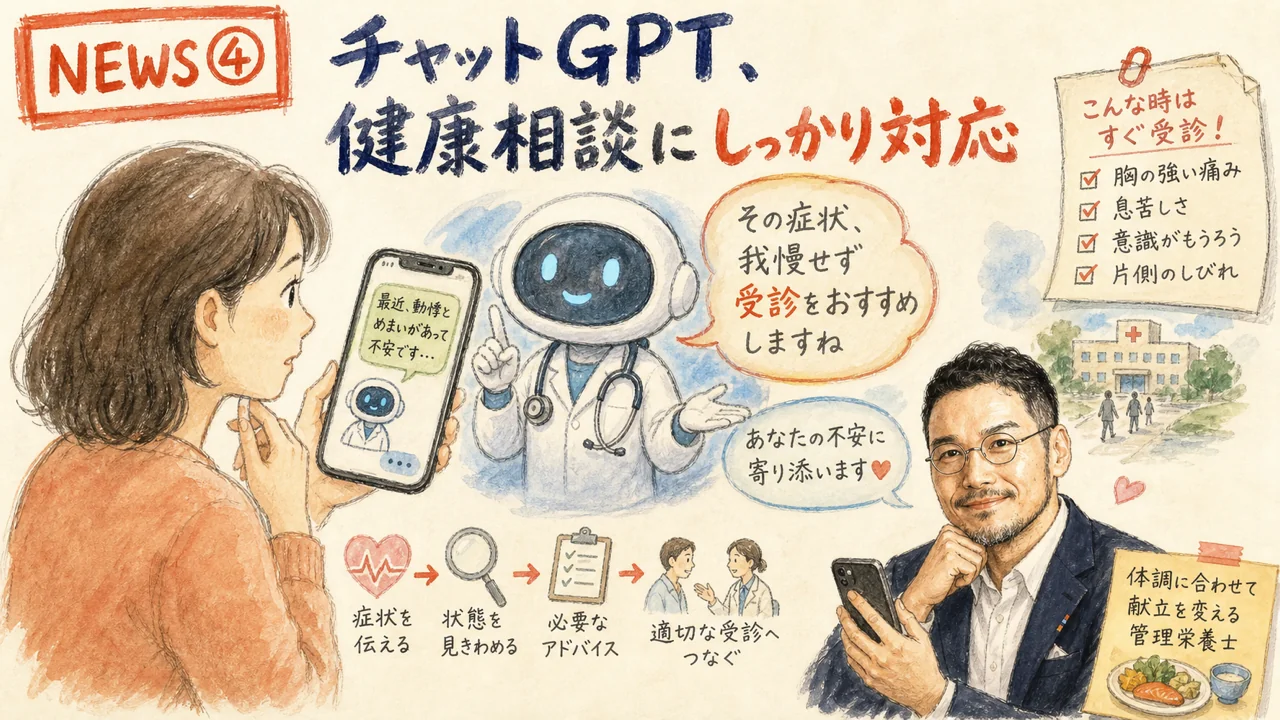 ChatGPT Healthで健康相談する様子の図解