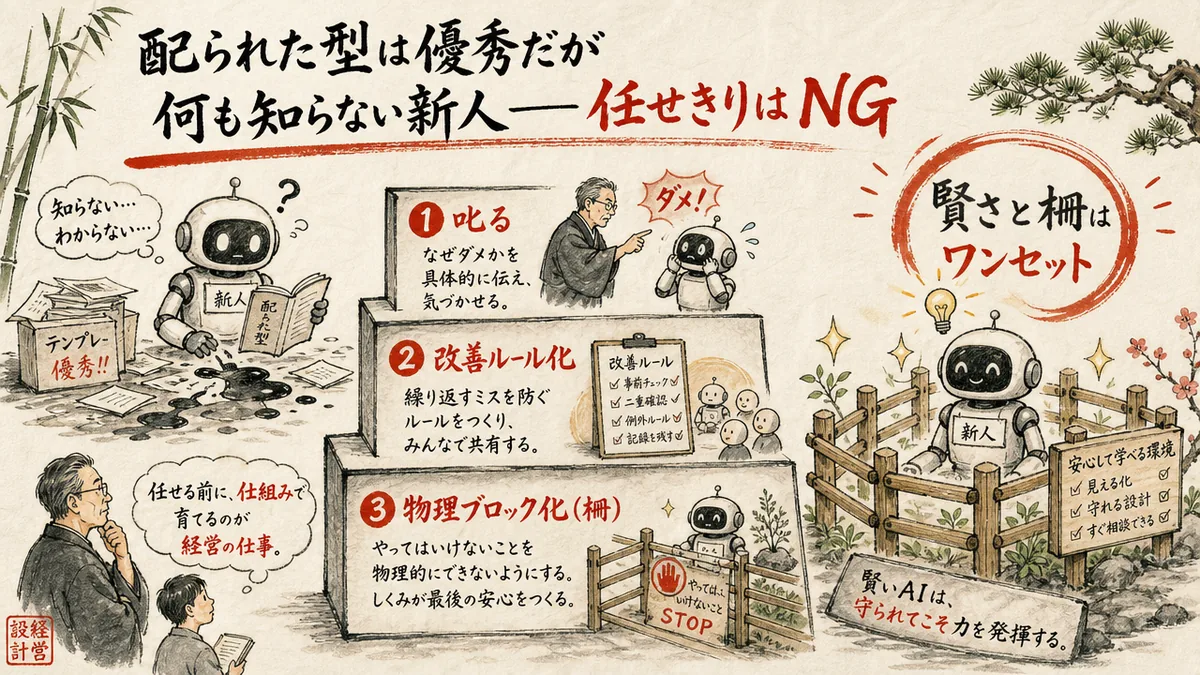 配られた型は優秀だが何も知らない新人——任せきりはNGの図解