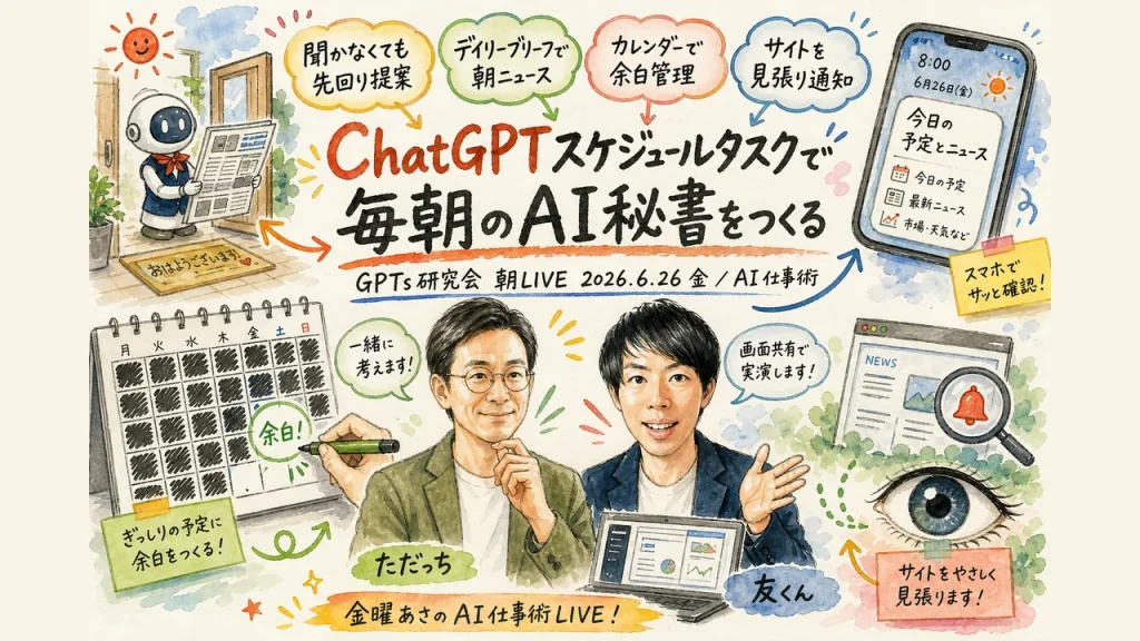 ChatGPTスケジュールタスクで毎朝のAI秘書をつくる 全体図