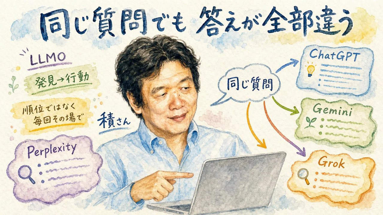 AI検索は同じ質問でも答えが全部違う