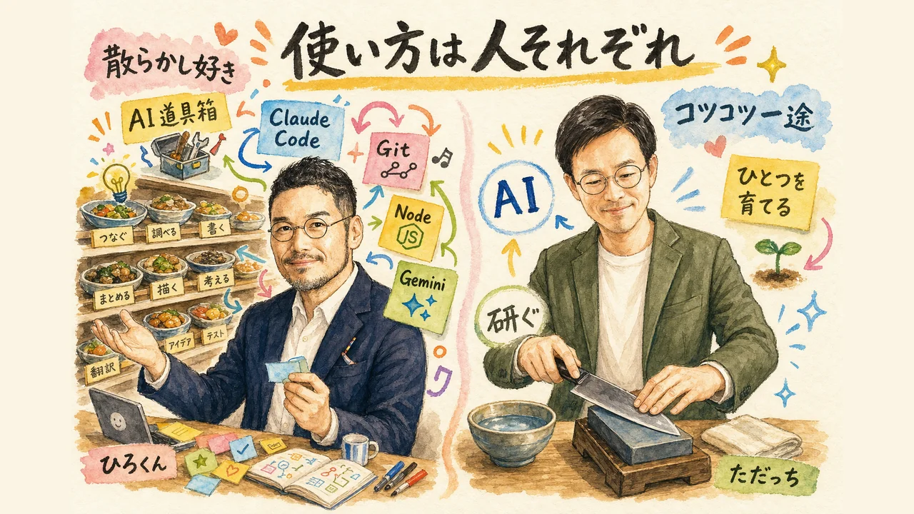 散らかってる派とコツコツ一途派｜AIの使い方は人それぞれ