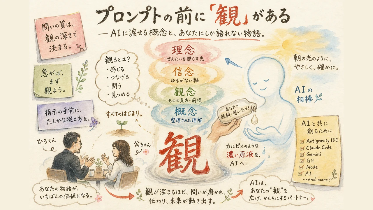 プロンプトの前に観がある AIに渡せる概念とあなたの物語の図