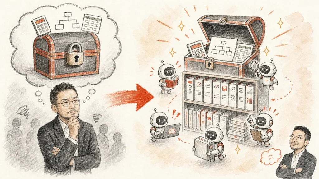 あの人が辞めたら回らない会社を、AIで仕組みの会社に変える図解