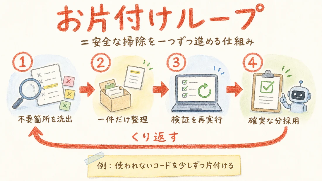 お片付けループの図解(番号付き手順)