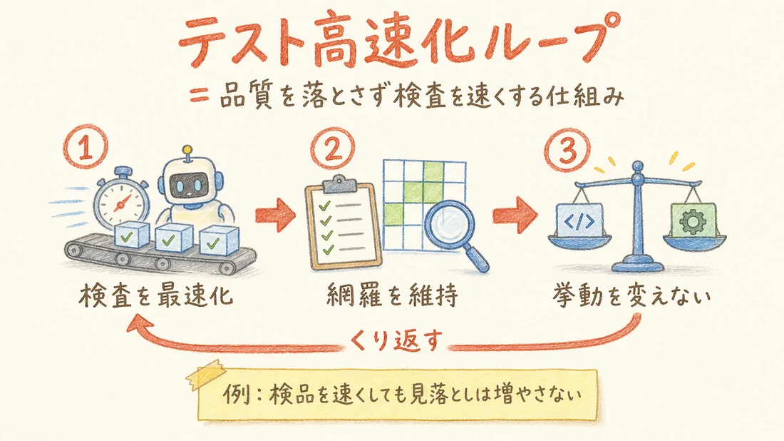 テスト高速化ループの図解(番号付き手順)