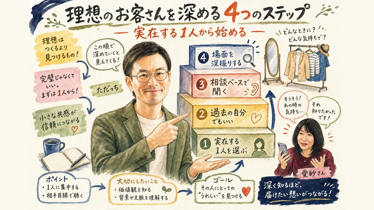 実在する1人から始まるお客様理解の流れを図解する