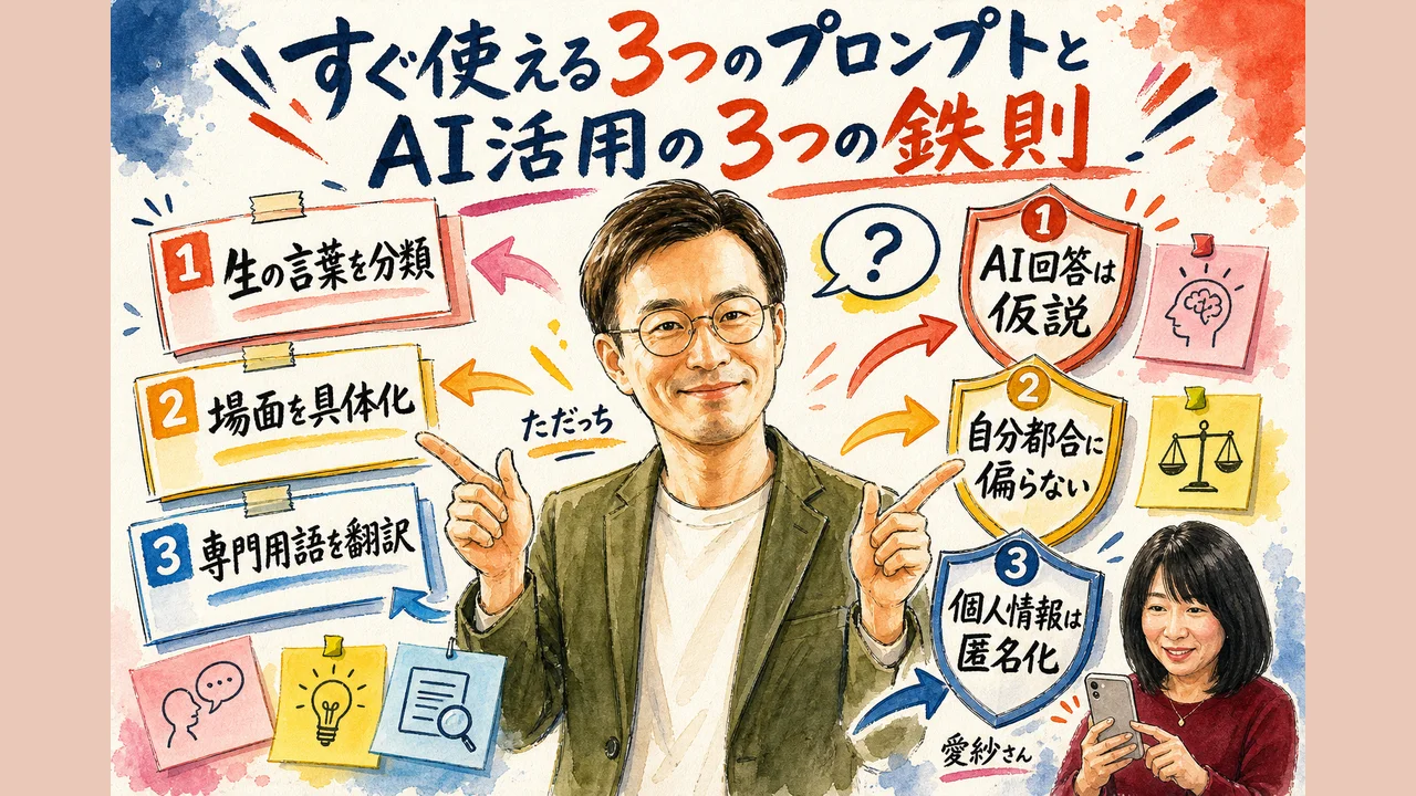 LIVEのプロンプト紹介とAIを扱うときの注意点を図解する