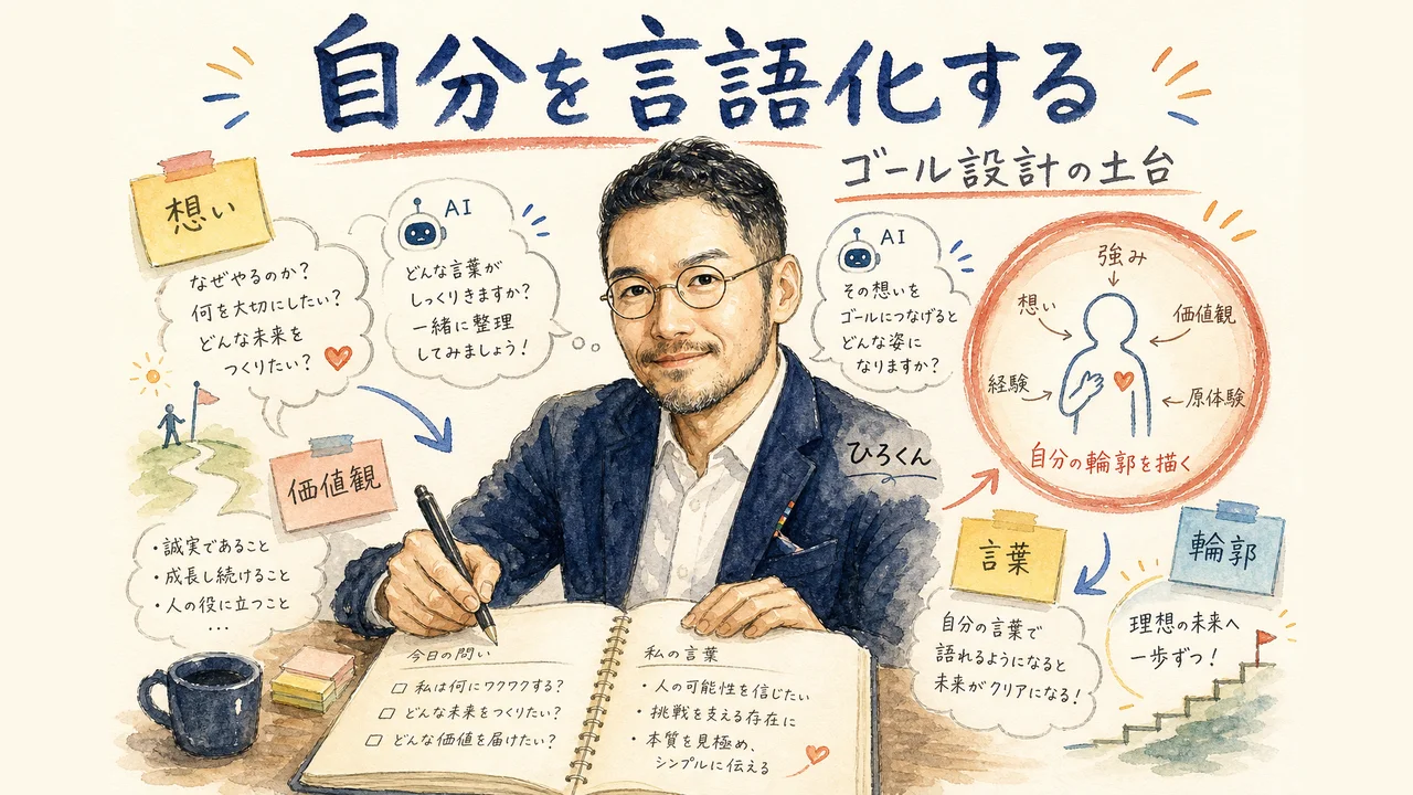 自分の在り方を言語化することがゴール設計の土台になる様子を示した図解