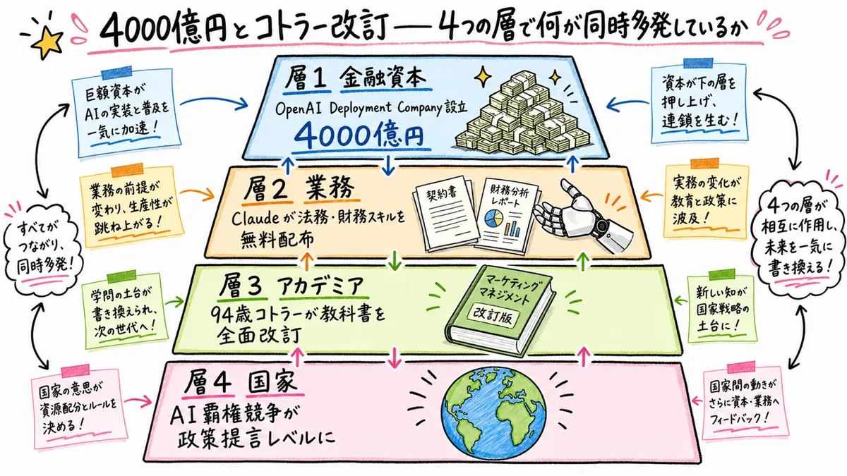 4000億円とコトラー改訂で4つの層が同時多発している図解