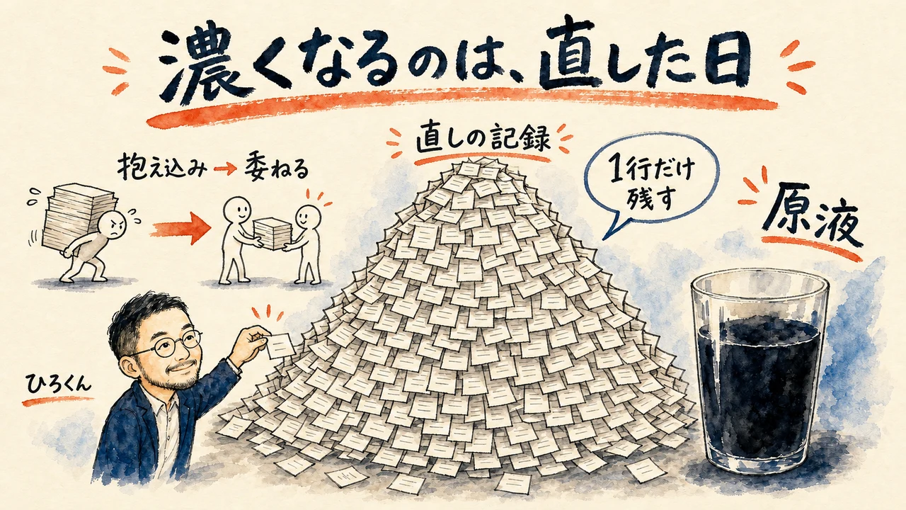 直した記録が積み上がって原液が濃くなる
