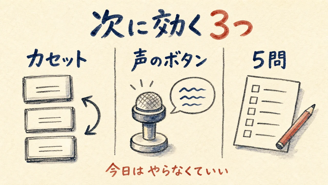 AIカセット、現場ボイスBOX、AI導入ミニ診断の3つの商売案