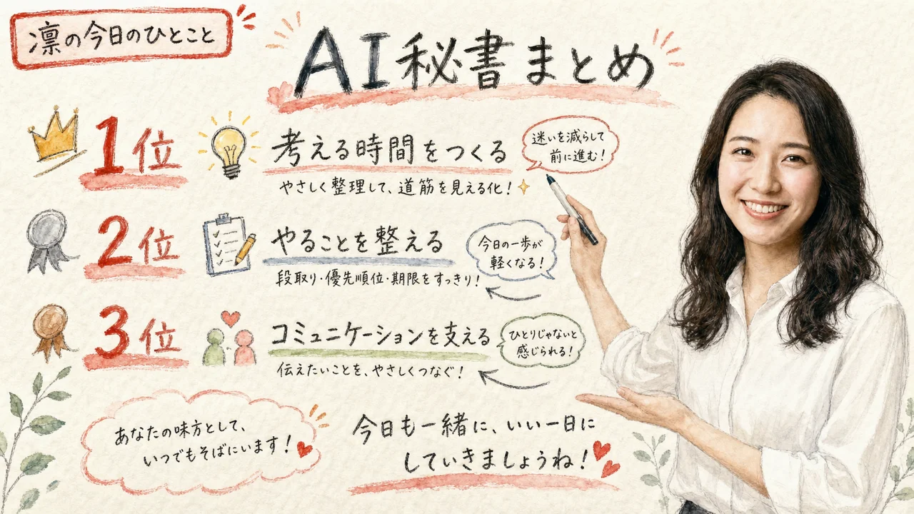 AI秘書 凛が今日のトピックをまとめる図解