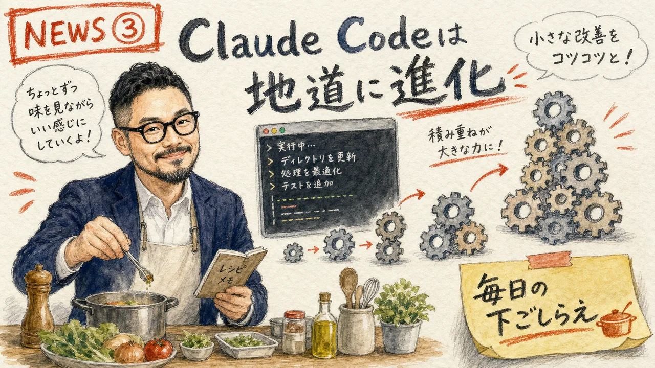 Claude Codeの継続アップデートを示す図解