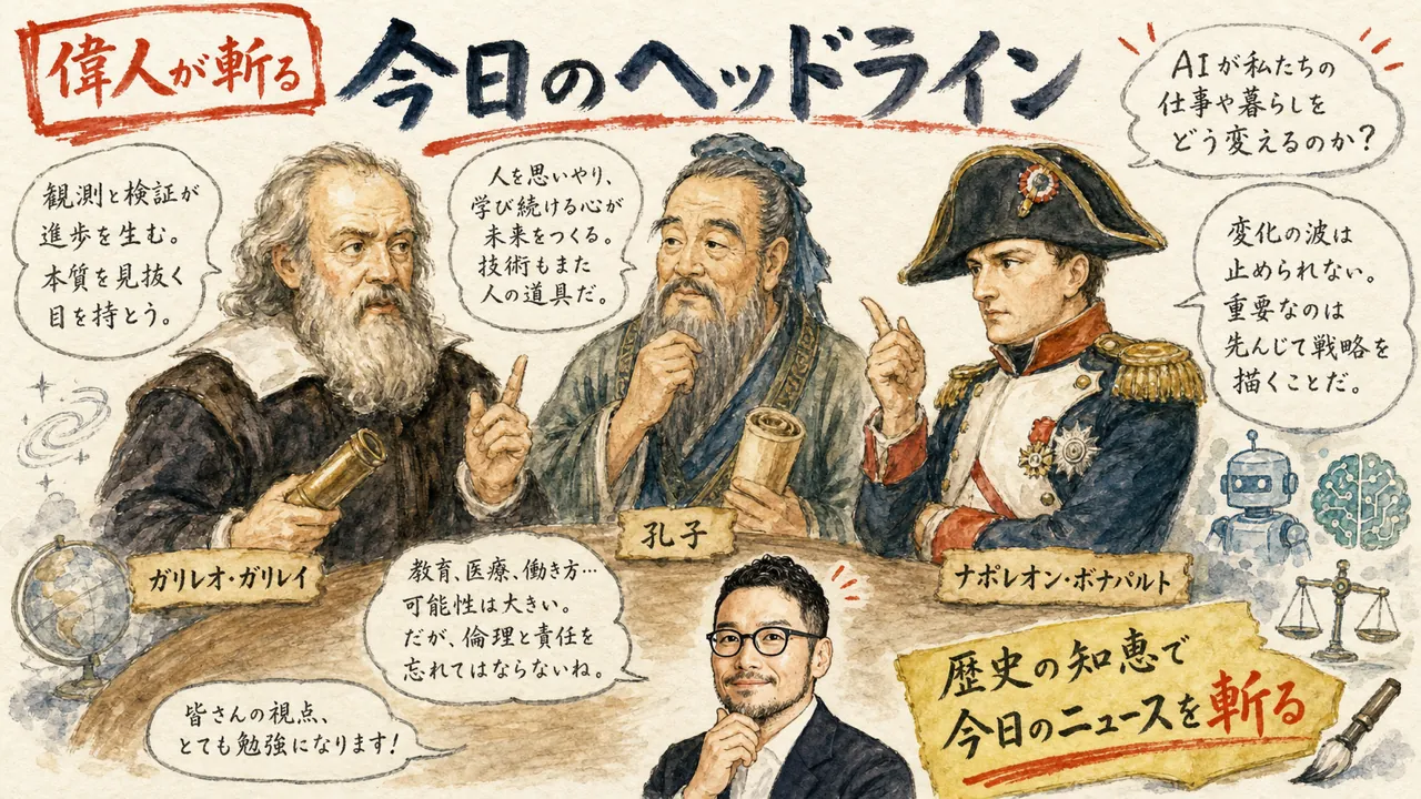 偉人が斬る今日のヘッドライン ガリレオ・ガリレイ 孔子 ナポレオン グラレコ