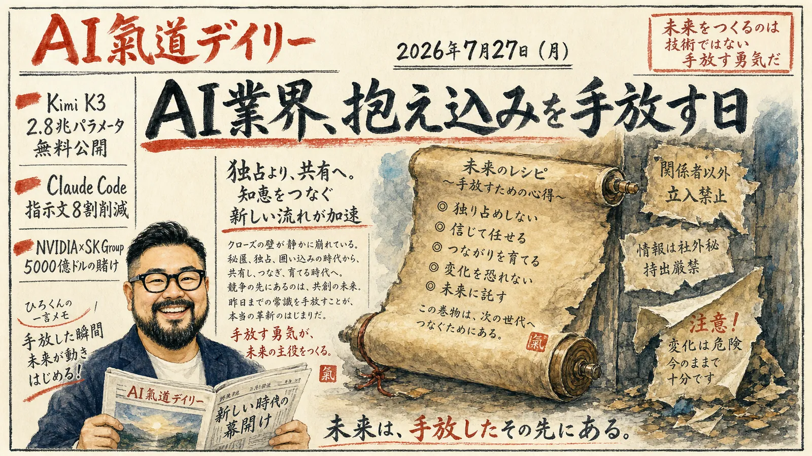抱え込んだものを手放す日を描いたニュース図解