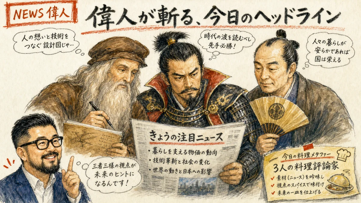 偉人が斬る今日のヘッドライン レオナルド・ダ・ヴィンチ 織田信長 徳川家康 グラレコ