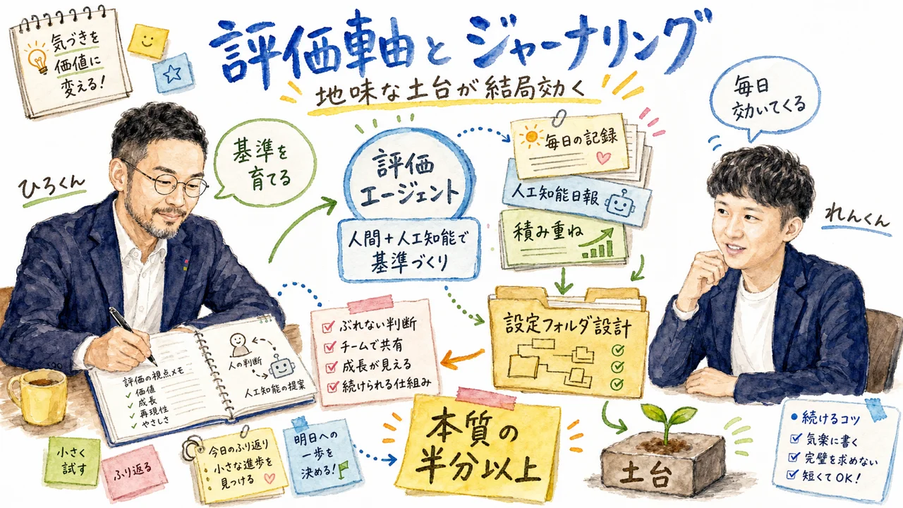 評価軸とジャーナリングについて語る2人