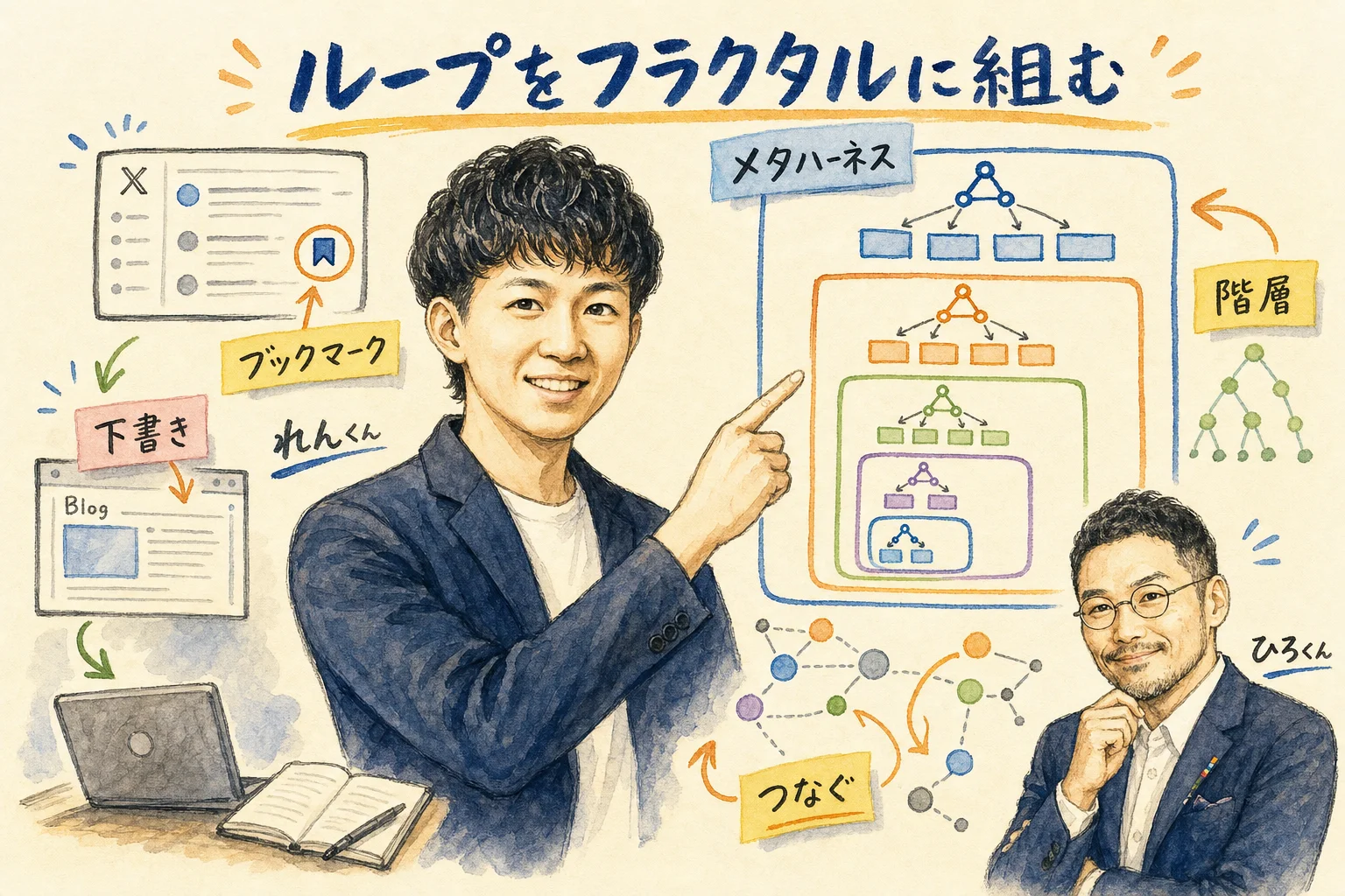 メタハーネスとグラフエンジニアリングを語り合うれんくんとひろくん