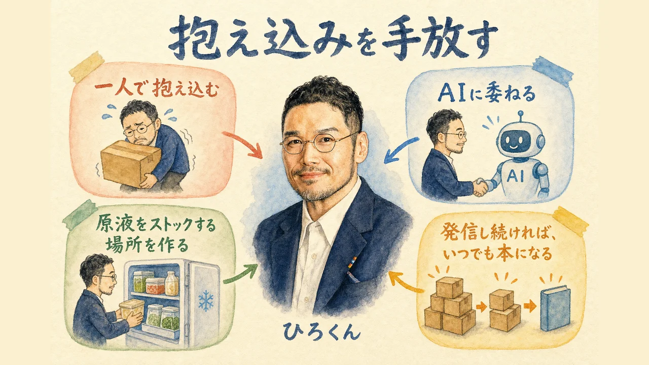 全部自分で抱えなきゃを手放すことについて語るひろくんコラムの図解