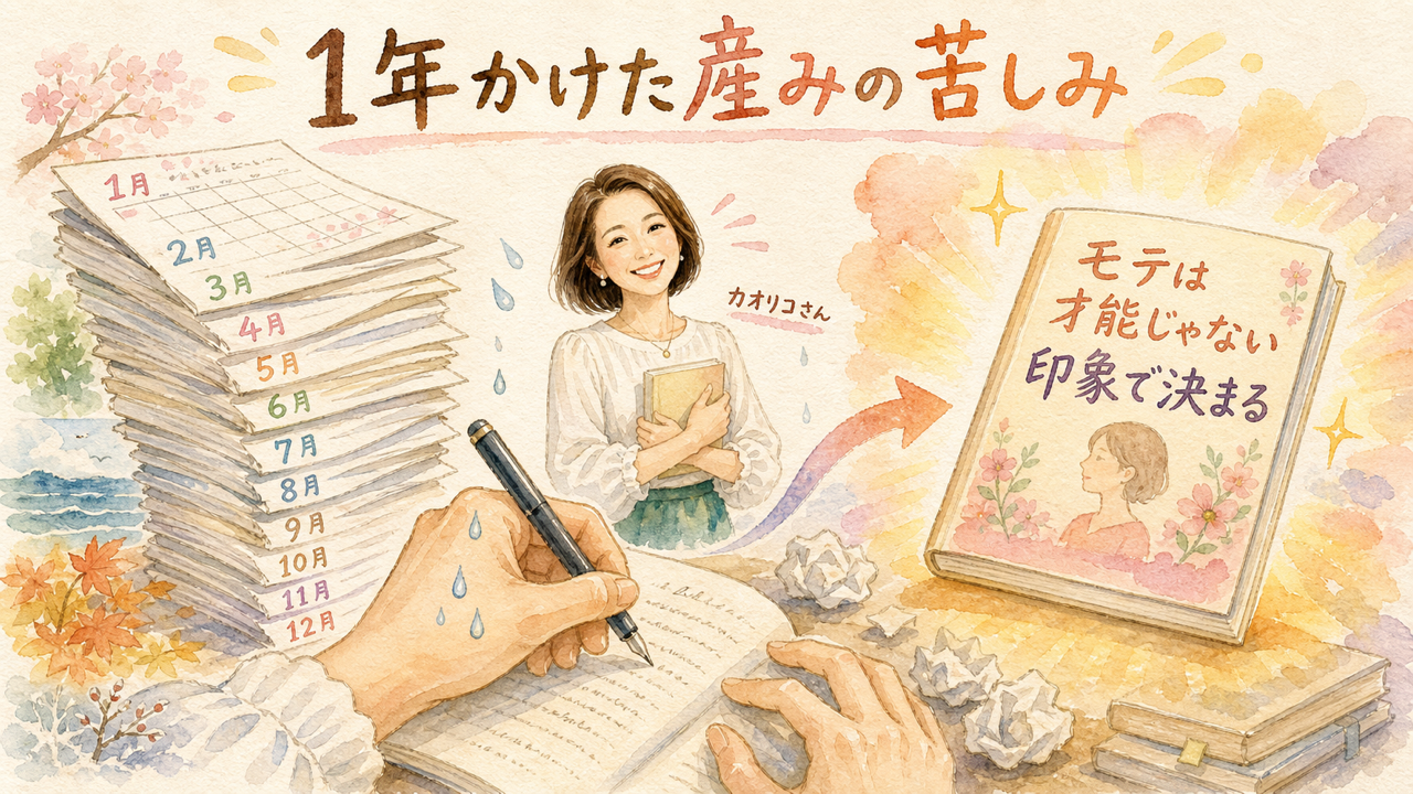 1年かけて書き上げた新刊『モテは才能じゃない 印象で決まる』が生まれるまでの産みの苦しみの図解