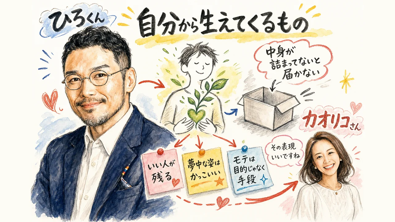いい人が残るという未来予測と、自分から生えてきたものの大切さを示すグラレコ