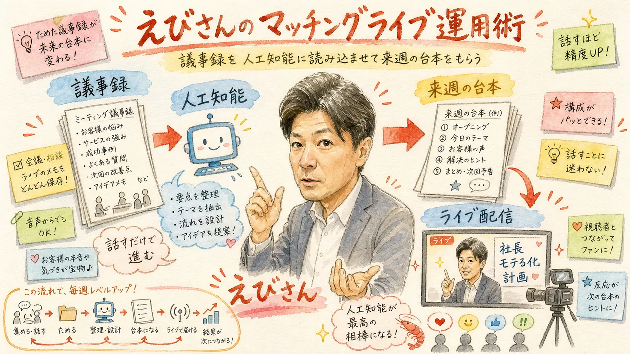 議事録をAIに読み込ませて来週の台本が出てくる仕組み