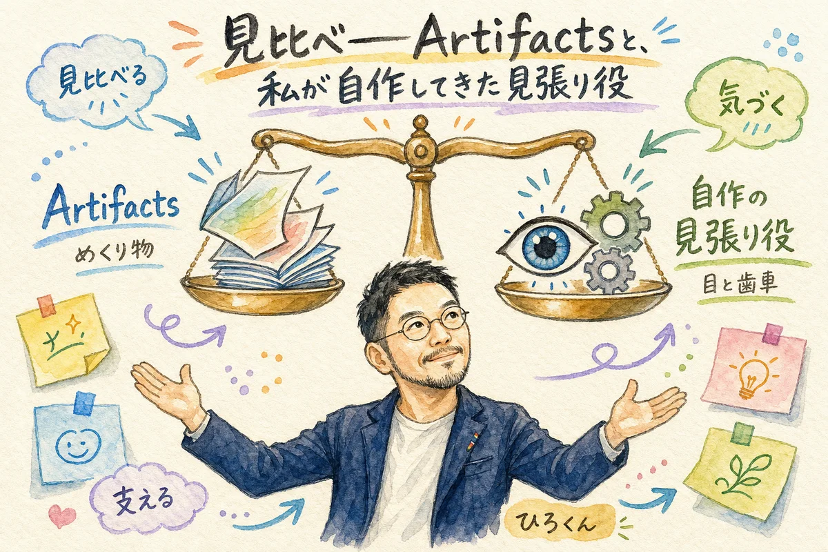 Artifactsと自作の見張り役を見比べる図解
