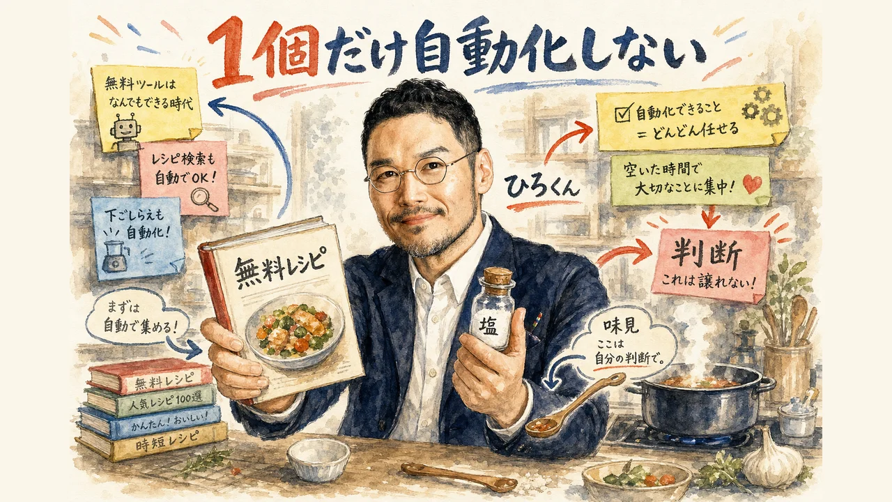 無料でなんでもできる時代に あえて1個だけ自動化しないを選ぶ話 コラム図解