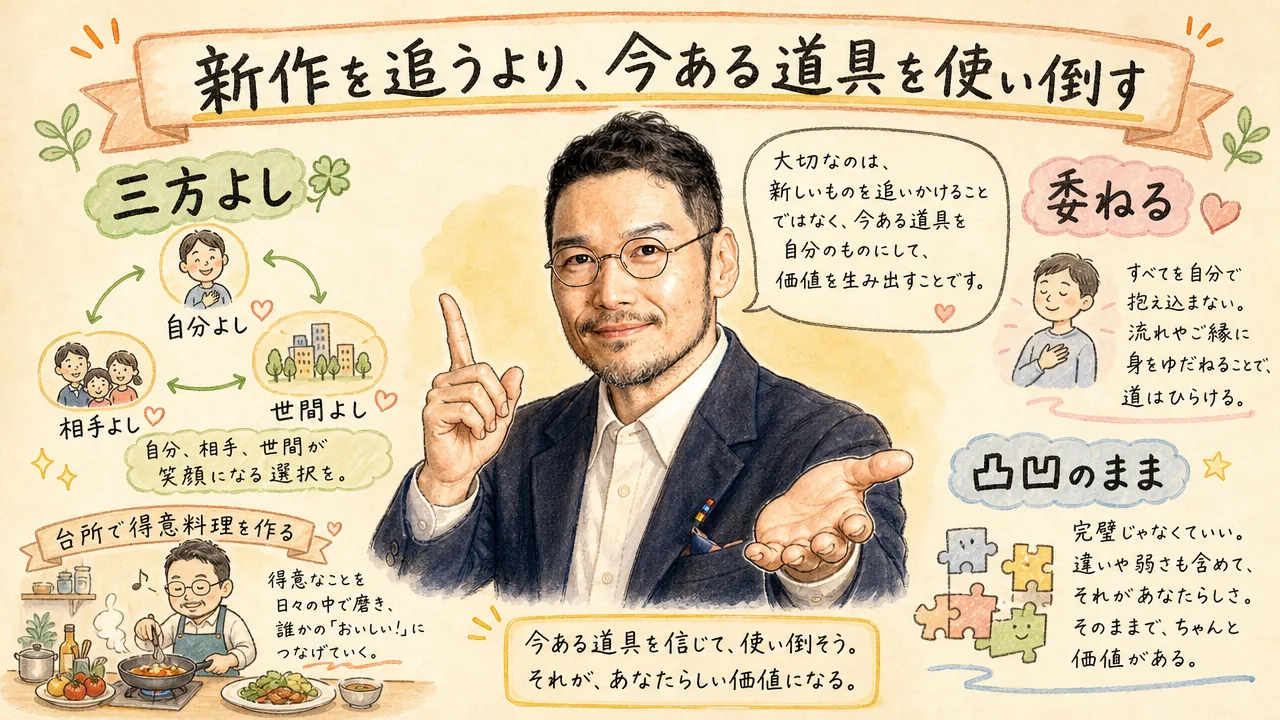 新作を追うより今ある道具を使い倒すというひろくんコラムの図解