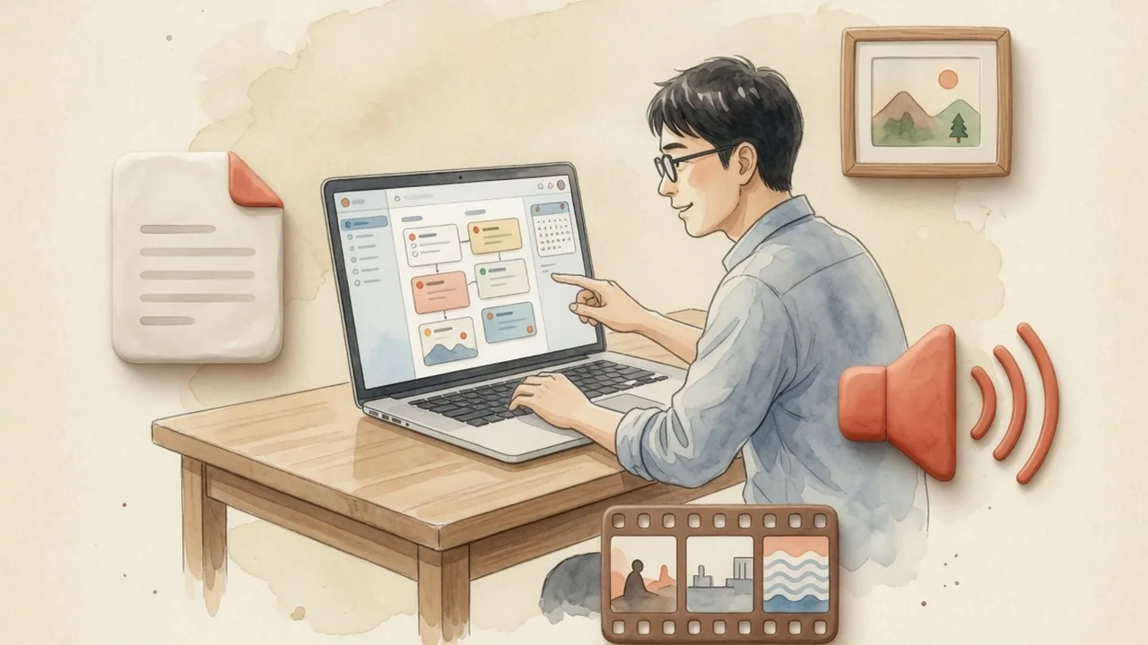 素のGrokで文章・画像・音声・動画を作るコピペ用プロンプトを示す図解