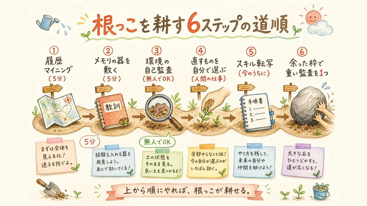 根っこを耕す6ステップの道順