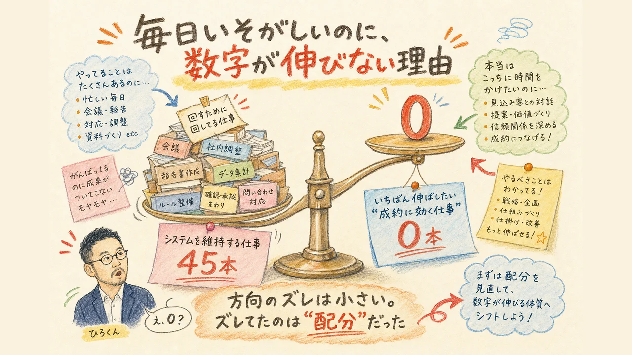 毎日いそがしいのに数字が伸びない理由（配分のズレ）