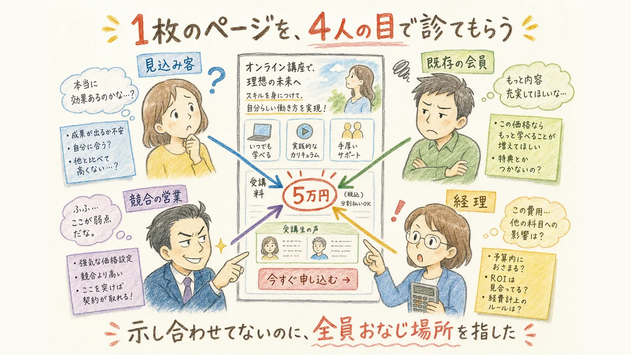 1枚の販売ページを4人の目で診てもらう